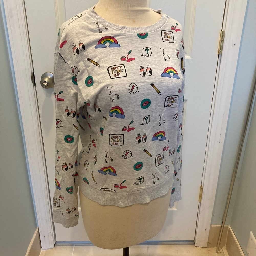 - - **DIVIDED** Cute Heather Graphic Sweatshirt Y2k